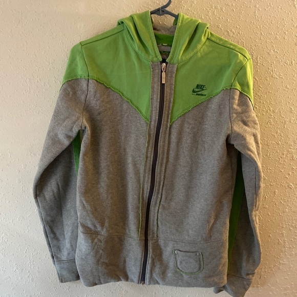 Men’s size large Nike, zip up hoodie, distressed, green, and gray p6 - Picture 1 of 11